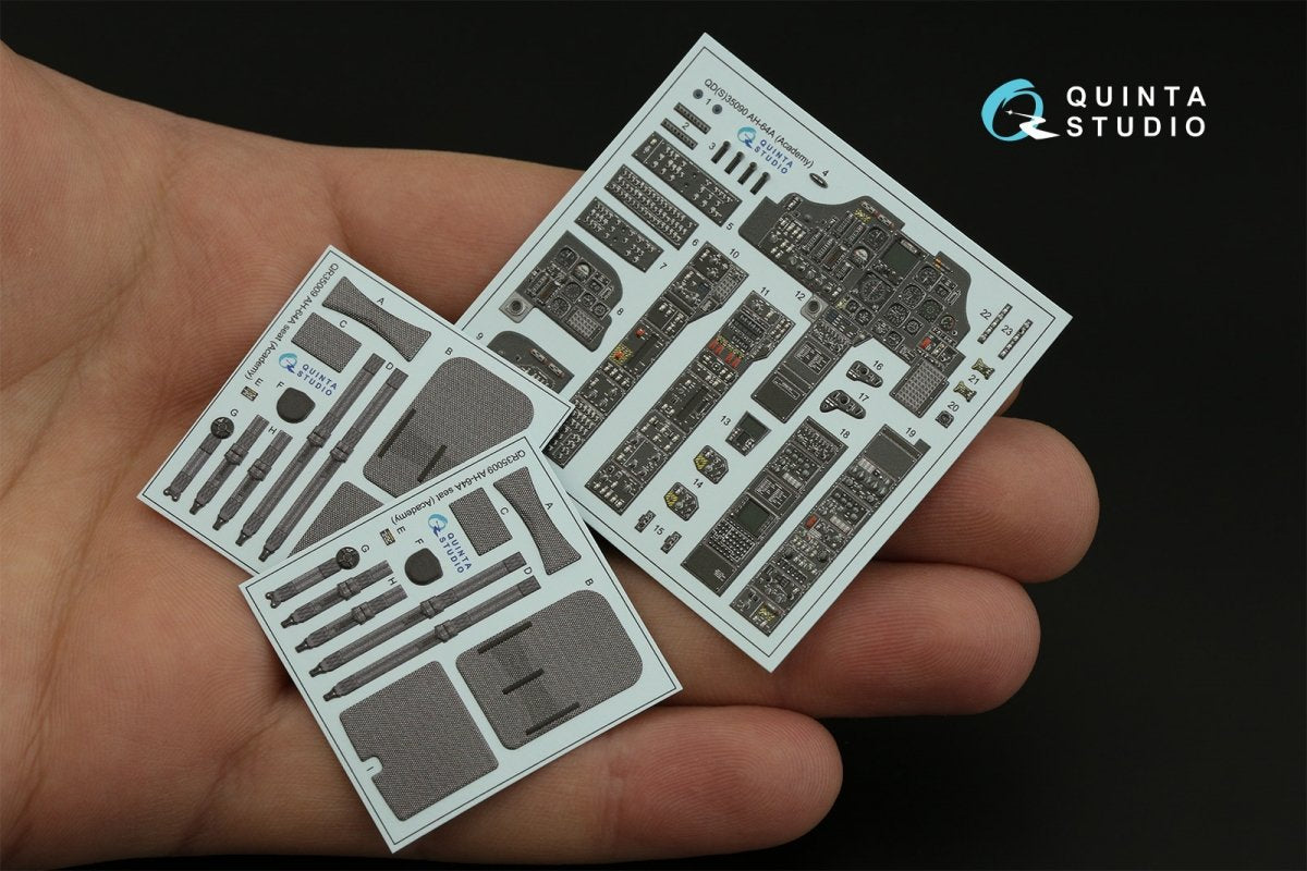 Intérieur imprimé en 3D et coloré sur papier décalcomanie Quinta Studio QD35090 AH-64A (Academy) 1/35 – image 9