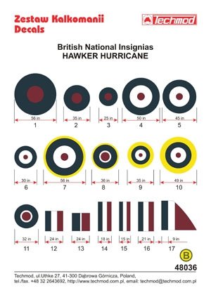 Techmod 48036 - Insignes nationaux britanniques - Hawker Hurricane (1/48) – Bild 2