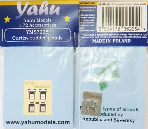 Yahu YMS7228 Pédales de gouvernail Curtiss 1/72