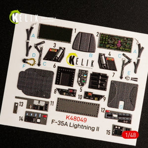 KELIK K48049 F-35A LIGHTNING II DÉCALCOMANIES 3D INTÉRIEURES POUR MAQUETTE MENG 1/48  – imagen 2