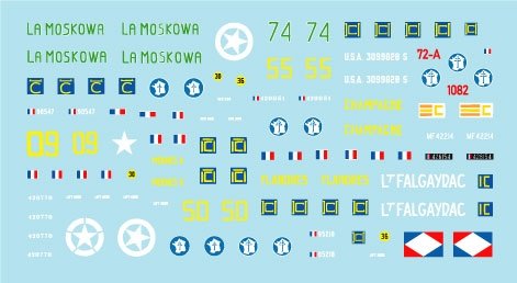 Star Decals 72-A1082 Mélange de chars Sherman français. M4A1, M4A3 105 mm, M4A3 76 mm et M4A3E2 Jumbo 1/72 – image 2