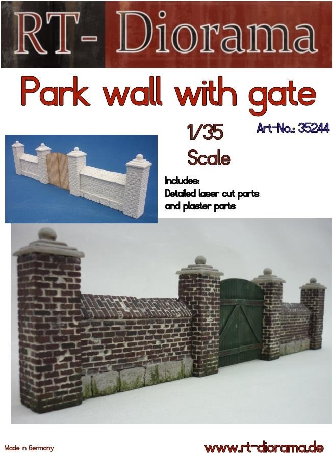 RT-Diorama 35244 Mur d&amp;#39;enceinte du parc avec portail 1/35