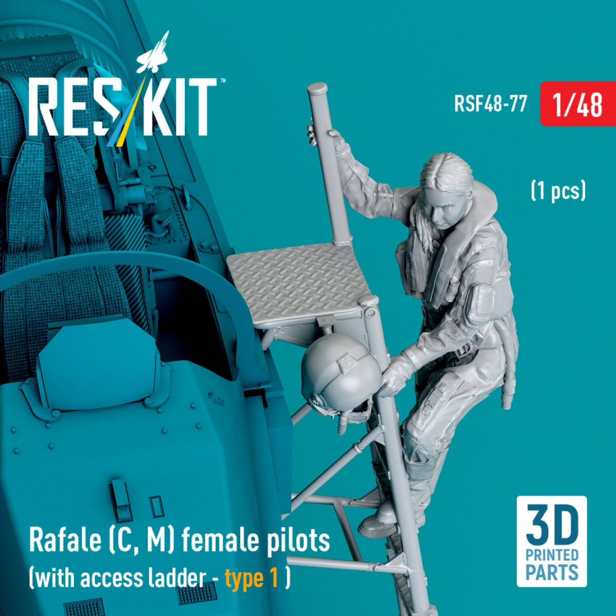 RESKIT RSF48-0077 Rafale (C, M) pilote féminine (avec échelle d&amp;#39;accès - type 1) (1 pièce) (Impression 3D) 1/48 – image 2