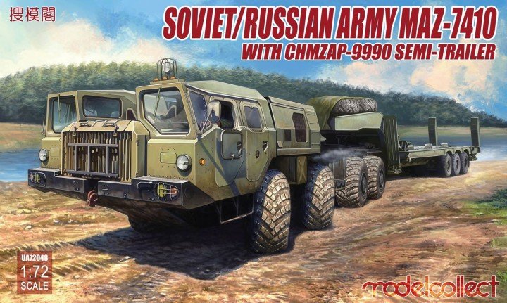 Modelcollect UA72048 MAZ-7410 de l'armée soviétique/russe avec semi-remorque ChMZAP-9990 1/72