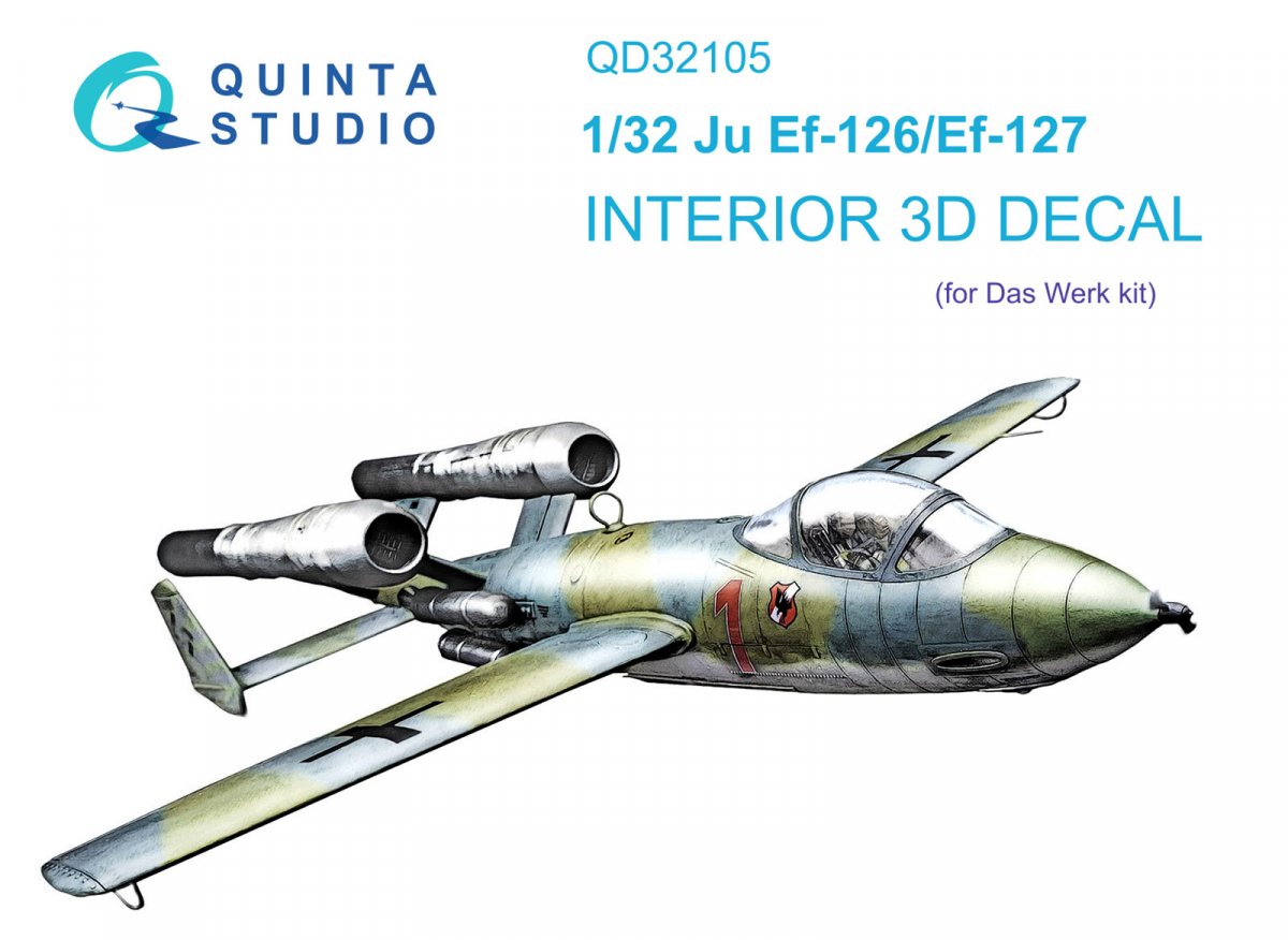 Intérieur imprimé en 3D et coloré sur papier décalcomanie Quinta Studio QD32105 Ju EF 126/EF 127 (Das Werk) 1/32