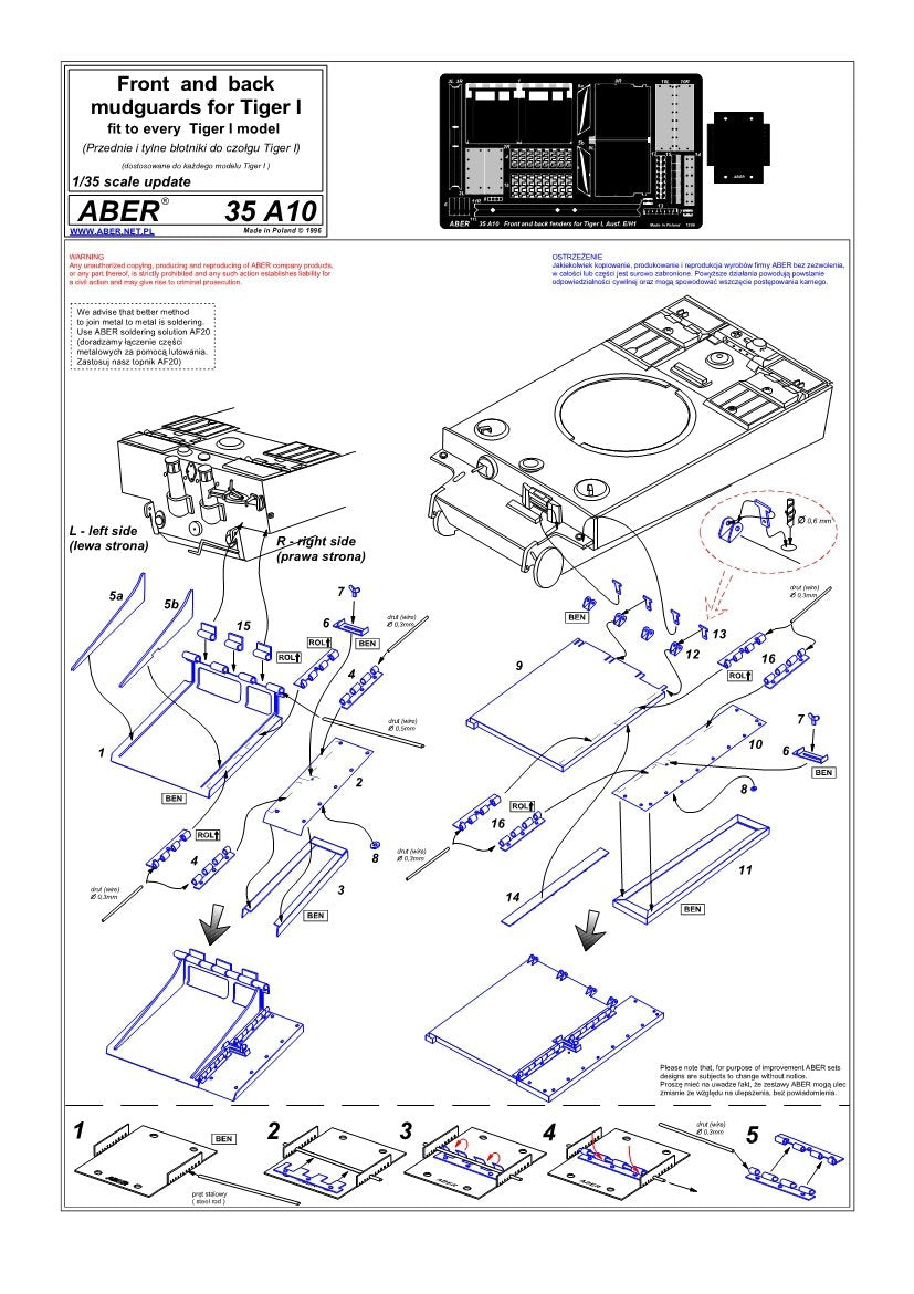Aber 35A010 Ailes avant et arrière pour Tiger I (1/35) – Bild 4