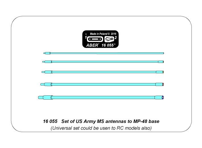 Aber 16055 Ensemble d&amp;#39;antennes MS de l&amp;#39;armée américaine pour embase MP-48 1/16 – image 7