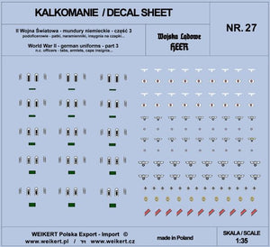 Weikert Decals DEC227 Mundury niemieckie - patki, naramienniki, insygnia na czapki - HEER - ver.3 - vol.27 1/35