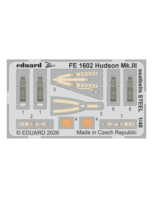 Eduard FE1602 Lockheed Hudson Mk.III - Steel Seatbelts for ICM Kits 1/48