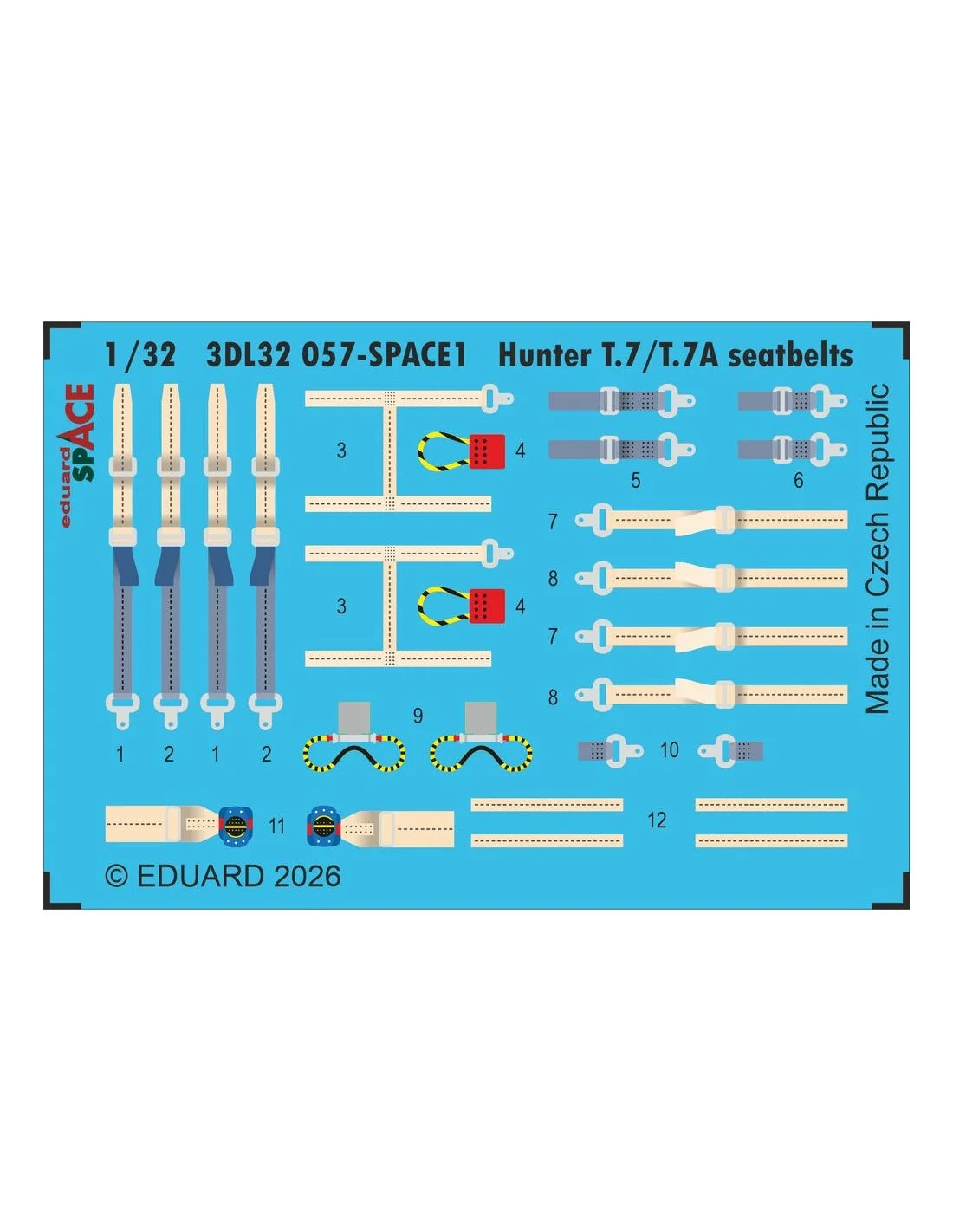 Eduard 3DL32057 Hawker Hunter T.7 / T.7A - Space Set Seatbelts for Revell Kits 1/32
