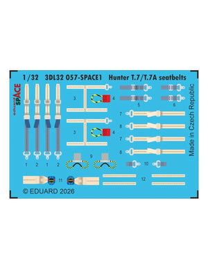 Eduard 3DL32057 Hawker Hunter T.7 / T.7A - Space Set Seatbelts for Revell Kits 1/32