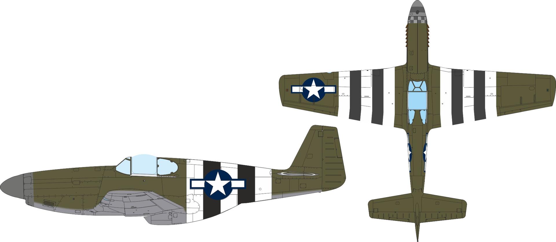 Eduard JX354 P-51B US national insignia &amp;amp; D-Day stripes for Eduard 1/32