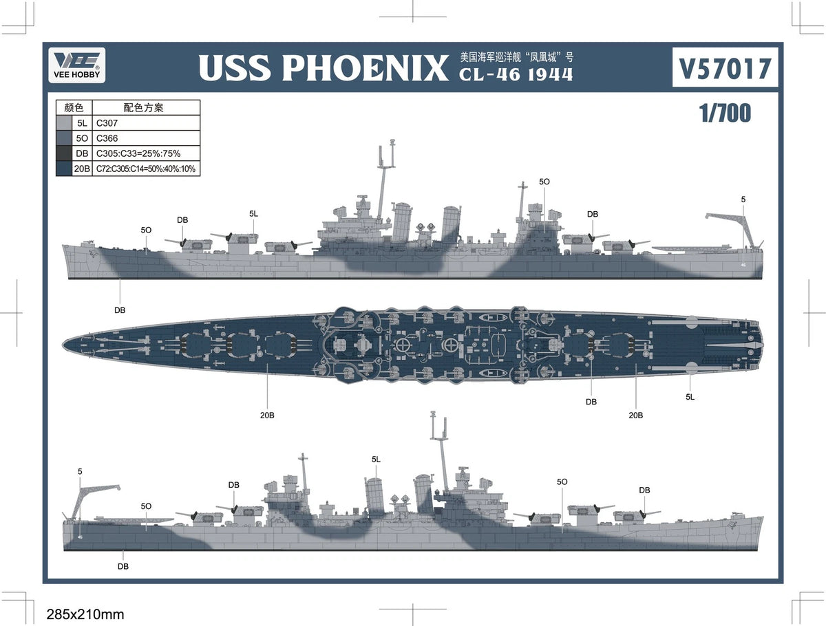 Vee Hobby V57017 USS Phoenix CL-46 1944 - Standard Edition 1/700 – Bild 3