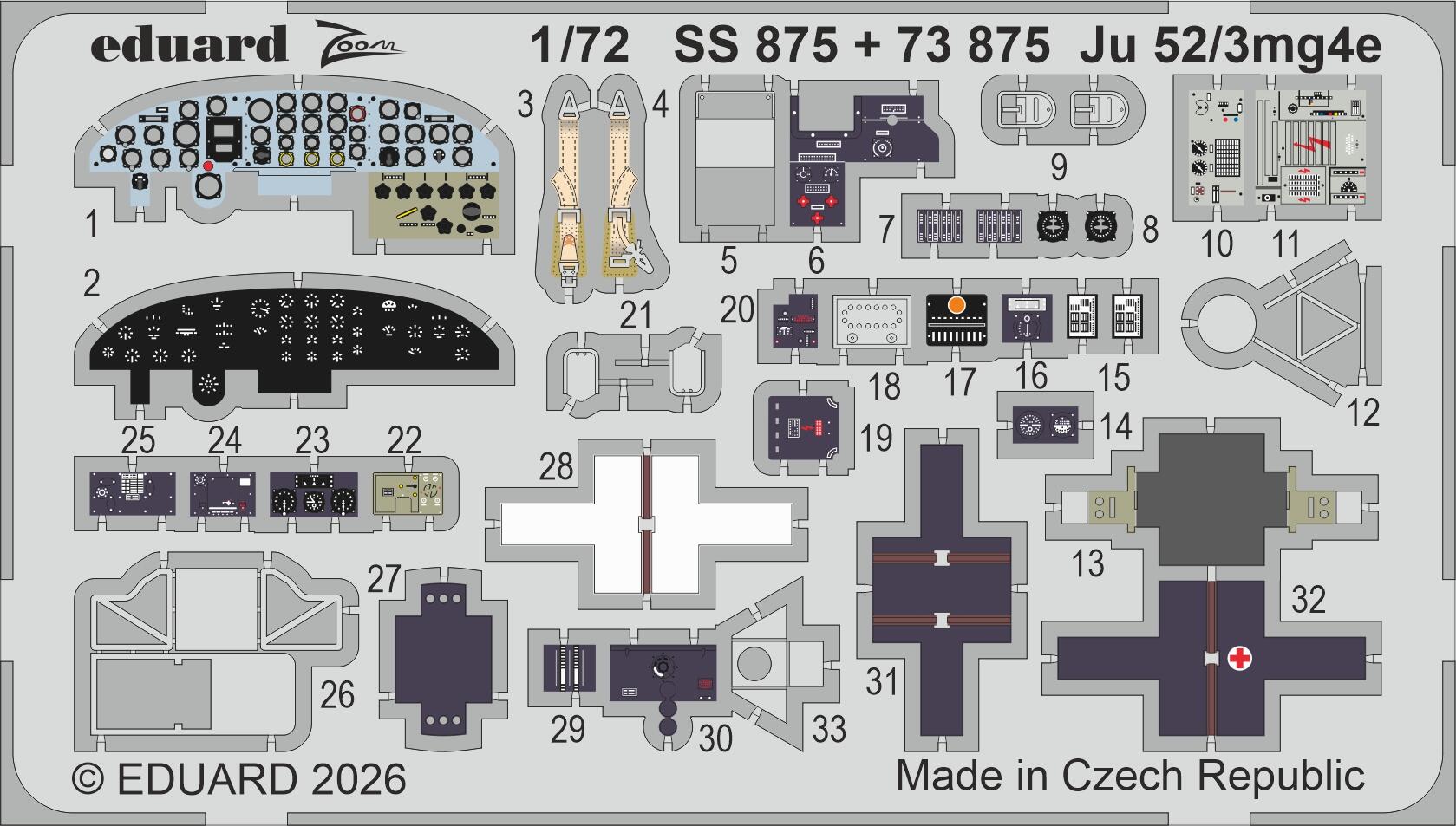 Eduard SS875 Junkers Ju 52/3mg4e Zoom Set for AIRFIX 1/72