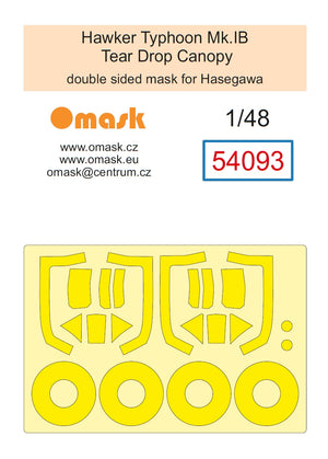Omask 54093 1/48 Hawker Typhoon Mk. I Tear Drop Canopy Mask (for Hasegawa / Hobby 2000) 1/48