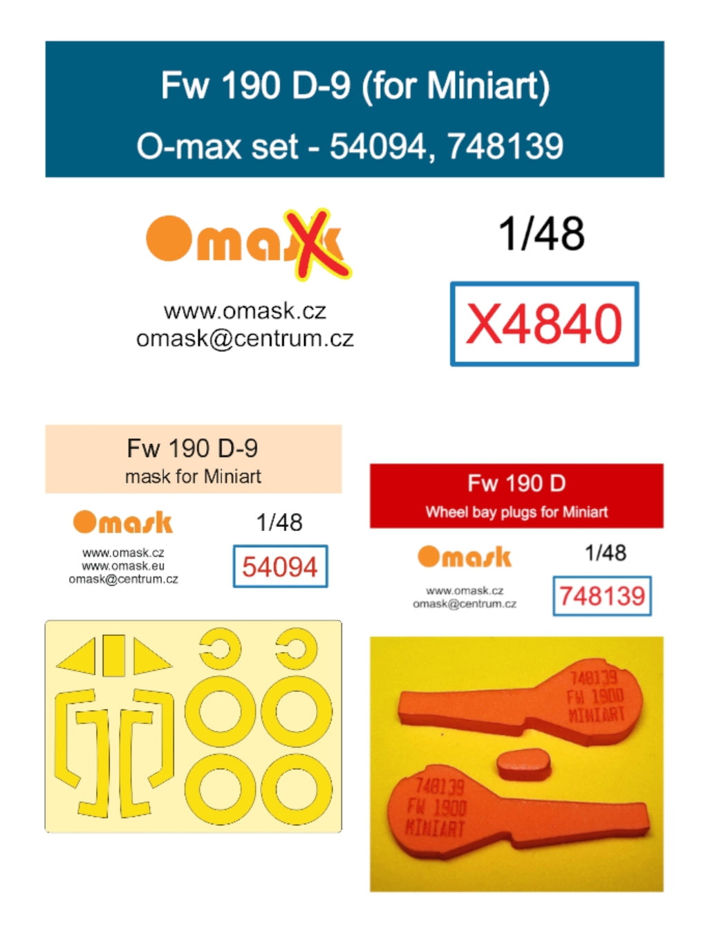 Omask X4840 Fw 190 D-9 O-Max Set (for Miniart) 1/48