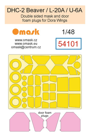 Omask 54101 1/48 DHC-2 Beaver / L-20A / U-6A Double Sided Mask and Door Foam Plugs (for Dora Wings) 1/48