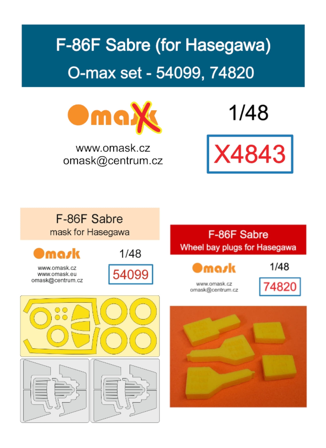 Omask X4843 F-86F Sabre O-Max Set (for Hasegawa) 1/48